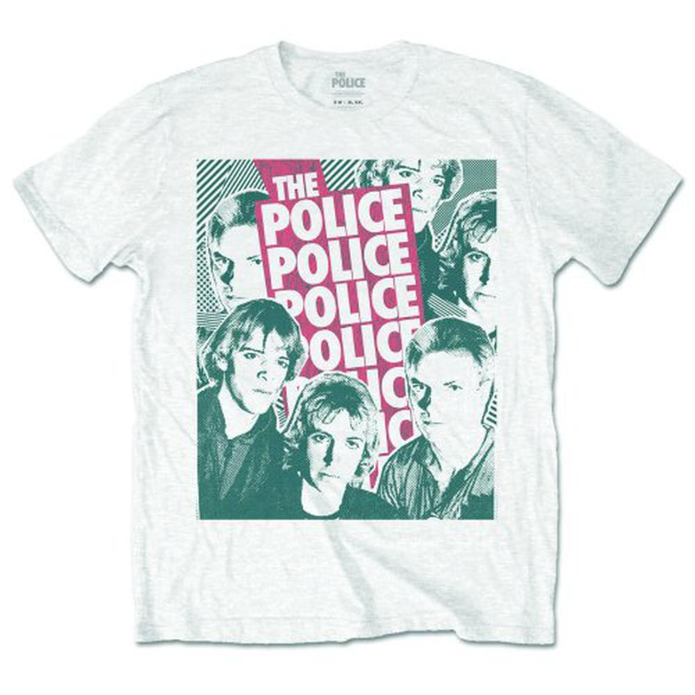 The Police - HalfTone Faces Tshirt Homme - Blanc